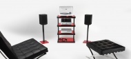 Audio stolek NorStone Esse Hifi - black satin/red glass